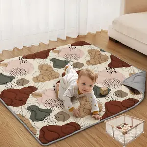 Baby Play Mats For Floor, 50x50 Inch Extra Thicker & Large Soft Cushioning Foam Playmats For Babies And Toddlers, Foldable Washable Baby Crawling Mat For Playpen, Boho Design 47.2*47.2 71*47.2 71*71 Multiple Sizes