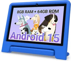 JUNINKE 2026 Kids Tablet, 10.1 Inch Android 15 Tablet for Kids, 8GB RAM, 64GB ROM(1TB Expand), WiFi 6, Pre-Installed Educational Apps, Parental Control, with EVA Protective Case, Eye Protection
