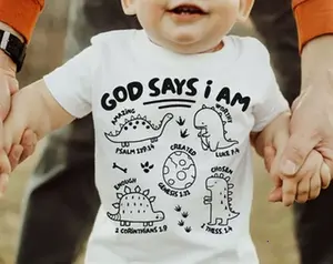 Youth & Adult God Says I Am Boys Christian T-Shirt, Kids Biblical Toddler Tee Design, Dinosaur Sublimation Bible Verse PNG, USA-Made & Printed Apparel	