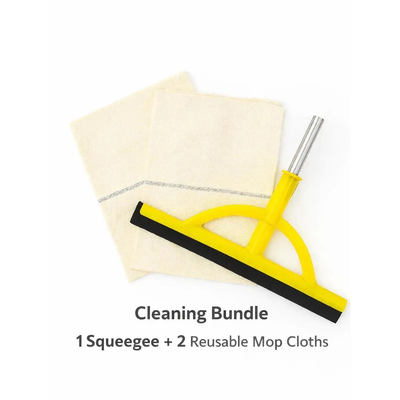 Cleaning Combo: 2-in-1 Squeegee Mop with 2 Super Absorbent 100% Cotton Floor Cloths - Durable & Super Absorbent Mop And Cleaner Mop Replacement Set Portable Handheld Mop