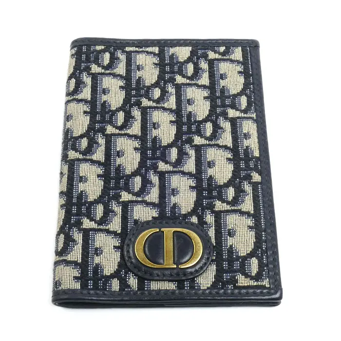 Pre-owned Dior Canvas Small Leather Goods 30 Montaigne Passport Case