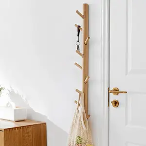 Vertical Coat Rack Wall Mounted - Height 36 Inches, Oak  Vertical Hat Rack for Wall with 9 Hooks, Modern Coat Rack Tree for  Hats, Jackets, Bags in Entryway Bedroom Office