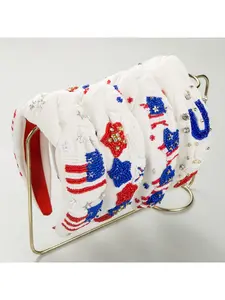 New national flag hand sewn bead headband with diamonds, star letters, independent sun headband
