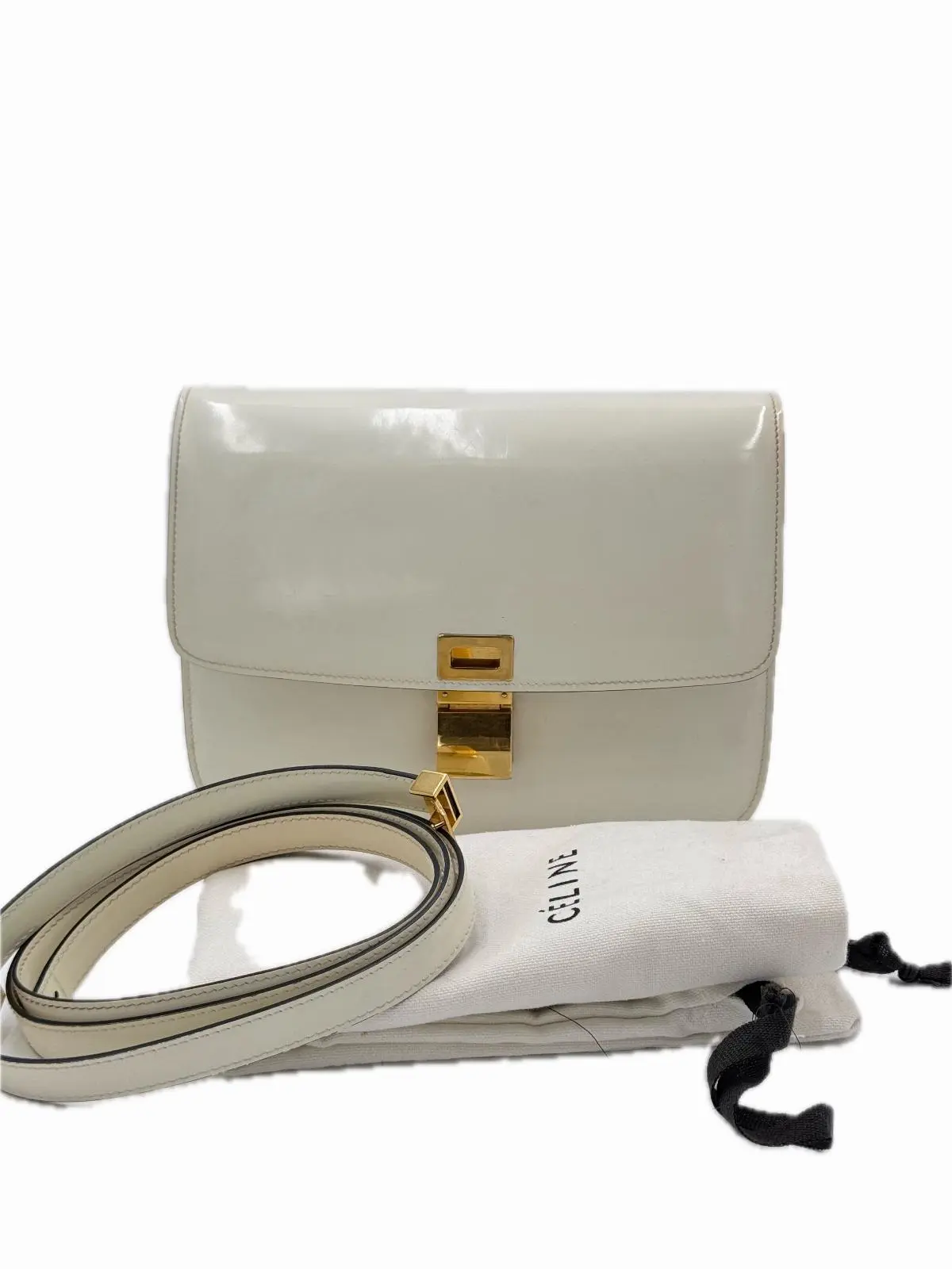 Pre-owned Celine Leather Crossbody Bags Classic Medium White Shoulder Bags 53 2600040236773