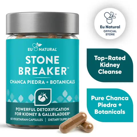 Eu Natural STONE BREAKER Kidney & Gallbladder Cleanse - 60 Vegetarian Capsules for Powerful Detoxification with Chanca Piedra & Botanicals Plant Based Supplement Vegan Dietary Supplement