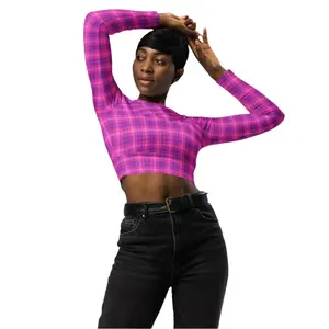 Women's Long-Sleeve Crop Top - Fuchsia Pop