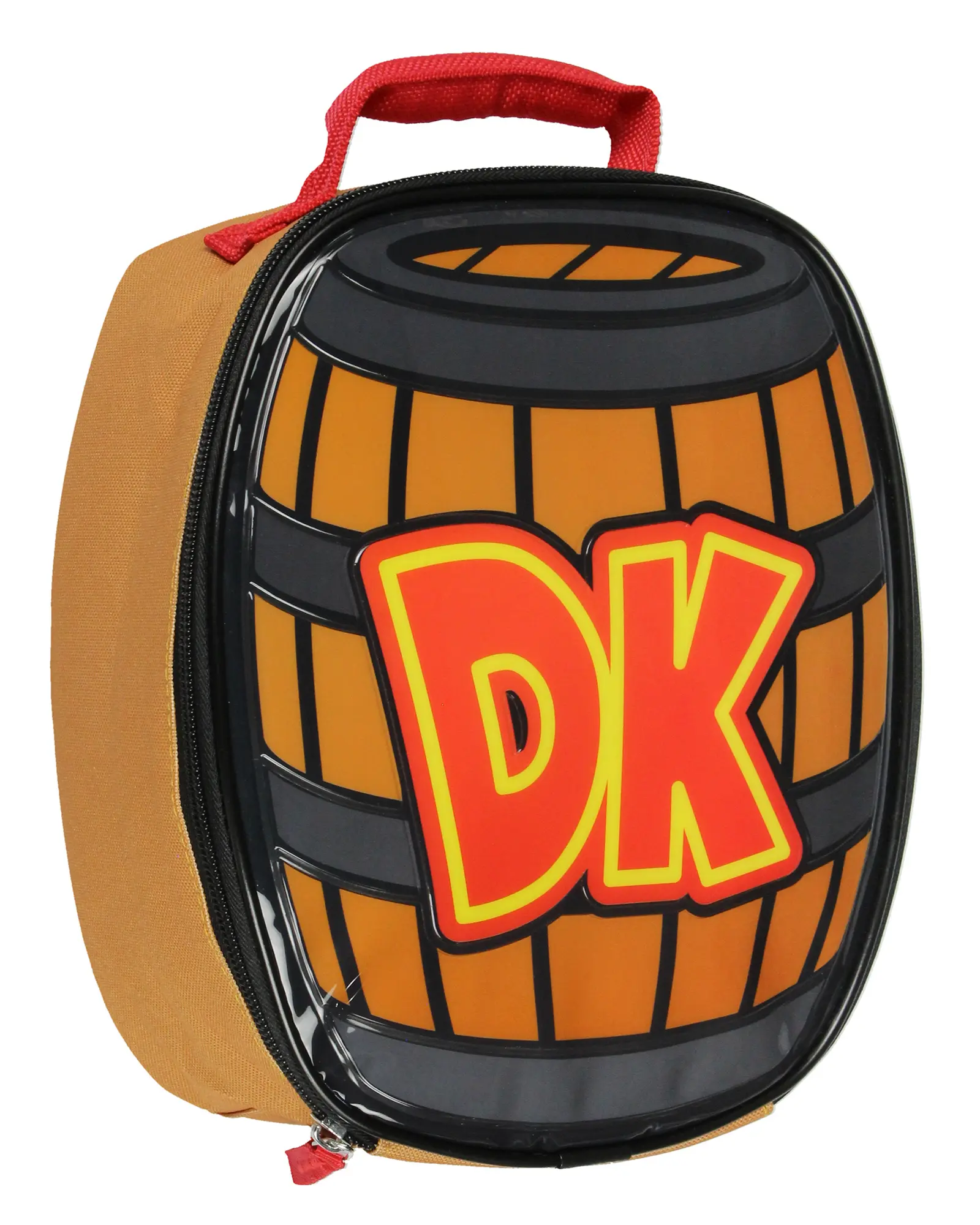 Nintendo Donkey Kong DK Barrel Shaped Insulated Lunch Bag Tote For Hot And Cold Food, Drinks, And Snacks 10", Back To School Haul, Red
