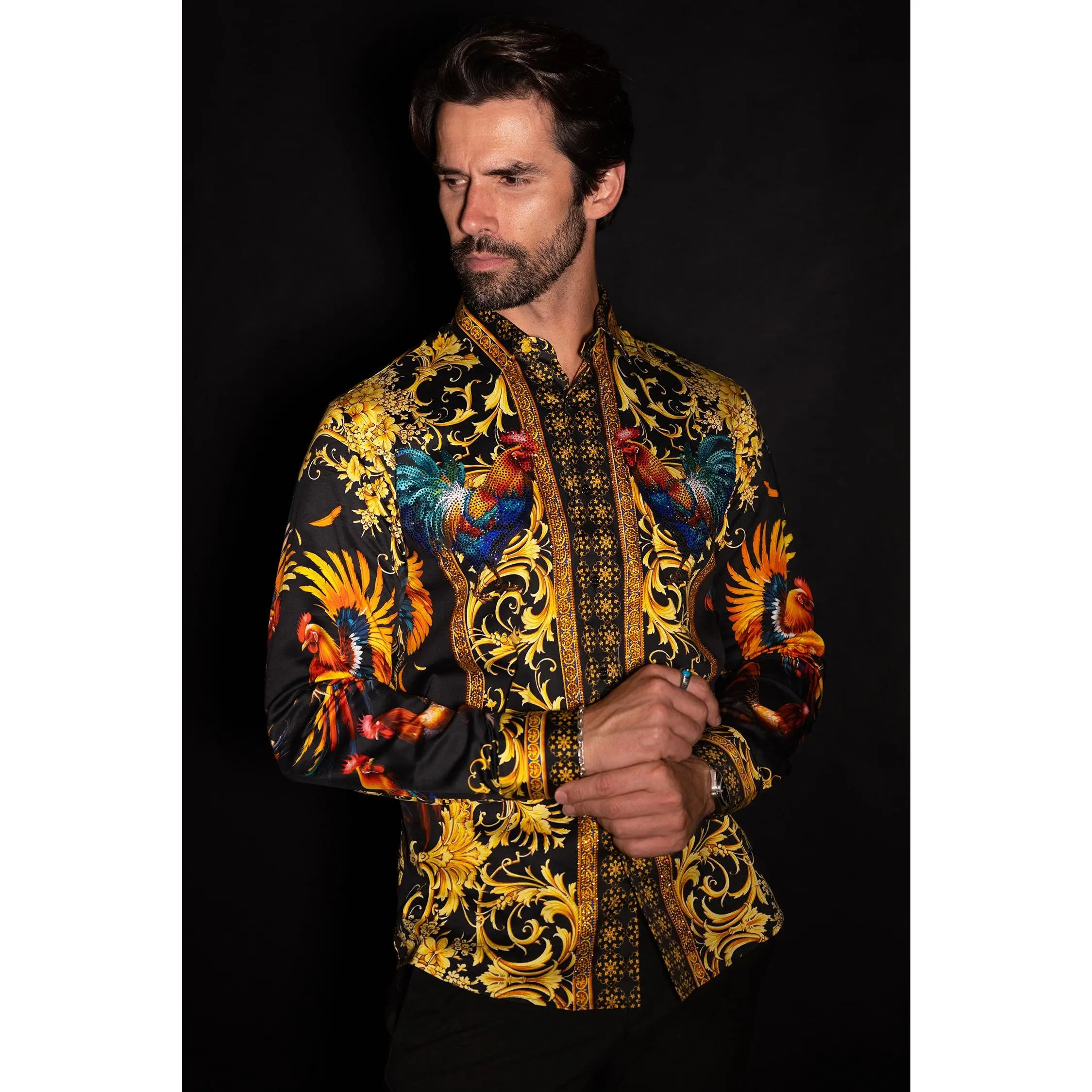 Bozeman Rhinestone Long Sleeve Shirt Animal Cotton