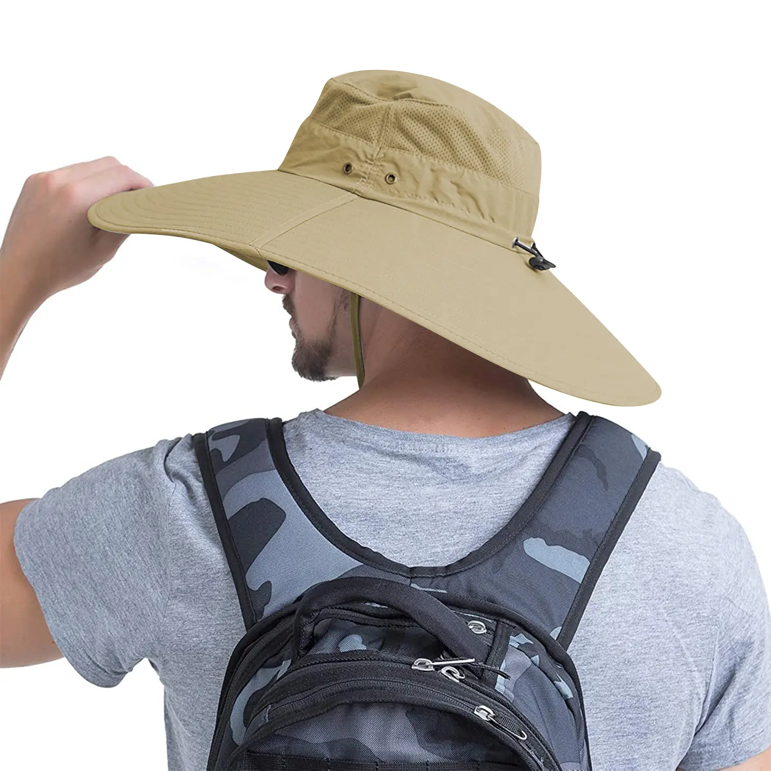 Super Wide Brim Sun Hat UPF50+ Waterproof Adjustable Bucket Hat Fishing Hiking Super Wide UPF50+ Bucket Hat with Nylon Waterproof UV  main image 3