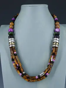 24" Navajo Tiger Eye Multi Strand Beaded Necklace
