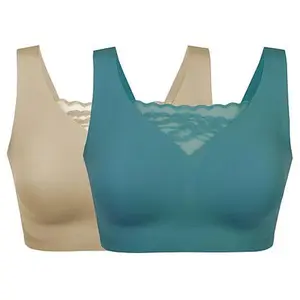 Rhonda Shear 2-pack Body Bra with Lace Inset
