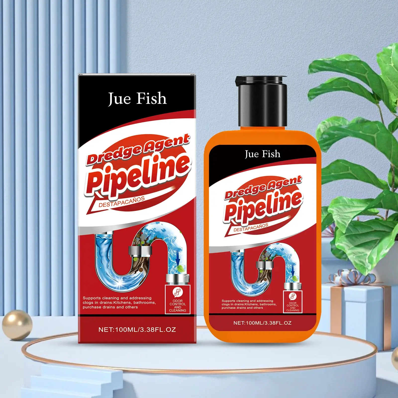 Pipe Unclogging Agent for Kitchen and Bathroom, Effective Drain Decongestion and Cleaning Solution, Toilet Clog Remover and Descaler, Powerful Drain Cleaner, Home Cleaning Products, Household Cleaning Products