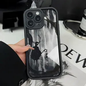 Black Forest Pattern Case for iPhone 16 15 14 Pro Max 13 12 11 XR XS Plus Shockproof Drop Protection Rugged Durable Silicone Cover Gifts for women men girls boys