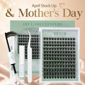 YOULUCK Upgraded Lash Clusters Kit – Soft Fluffy Long-Lasting Lashes with Glue Remover & Tweezer for Easy At-Home Application