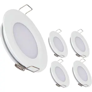 RV Recessed Ceiling Light 2-3/4" Full Aluminum 12V Dimmable LED Puck Light for Campervan  Caravan Boat Roof Under Cabinet Lighting, Flush Mount Cutout 2-1/4" (White,Warm White) 4 Pack