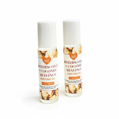 Butterscotch and Coconut Shavings Body Oil Roll On, 10 ML - Natural Fragrance for Travel Body Care Golden bodyoil Roll-On scented truly luxury massage