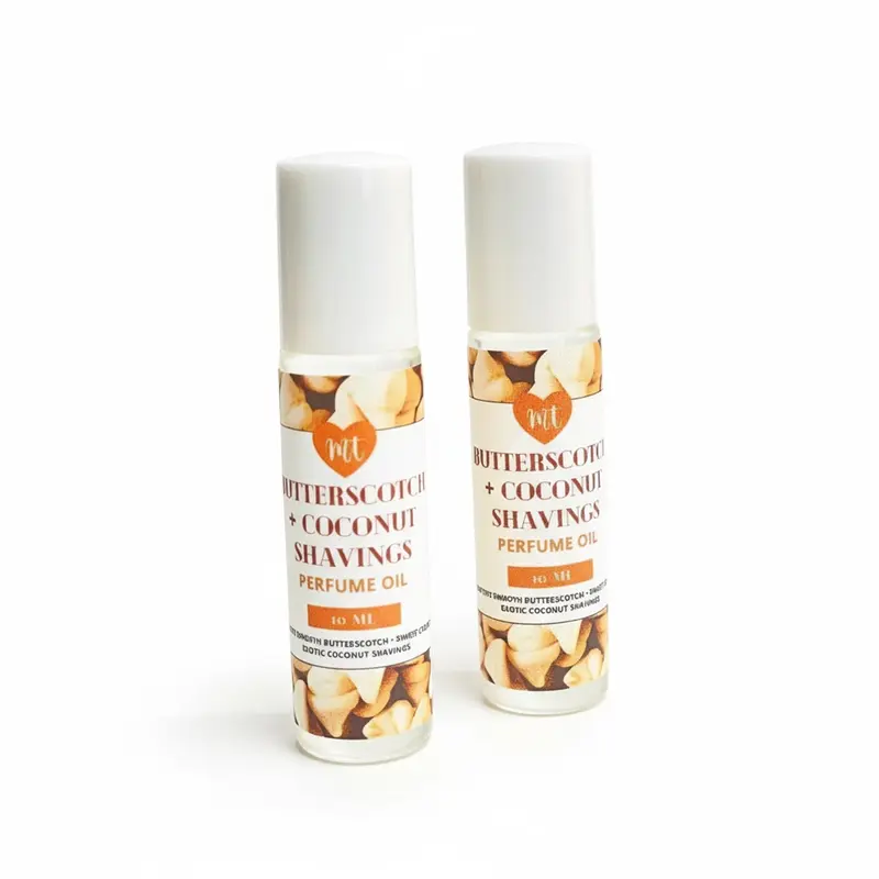 Butterscotch and Coconut Shavings Body Oil Roll On, 10 ML - Natural Fragrance for Travel Body Care Golden bodyoil Roll-On scented truly luxury massage