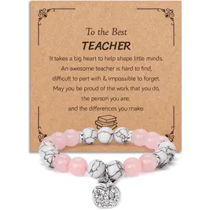 Teacher Gifts for Women, End of Year Teacher Appreciation Gifts for Women from Student,  Stone Teachers Bracelet Thank You Teachers  for Christmas Birthday