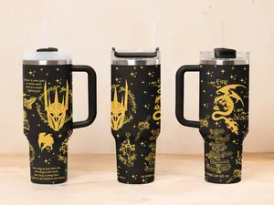 L0rd of the Rings Tumbler Stainless Steel 40oz,20oz and 12oz Travel Mug with Handle and Straw Fantasy Design Durable Insulated Cup for Fans