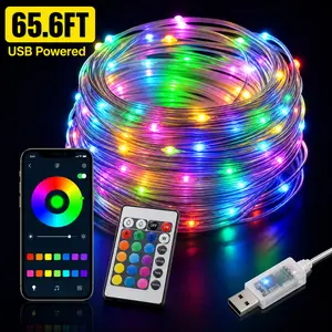 65.6FT Aesthetic Room Decor LED String Lights, RGB Music Sync Fairy Lights with App & Remote, Waterproof USB Smart Lights for Bedroom lights