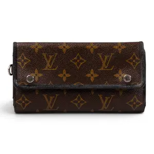 Pre-owned Louis Vuitton Monogram Leather Small Leather Goods Monogram Macassar Portefeuille Long Wallet IB26040406