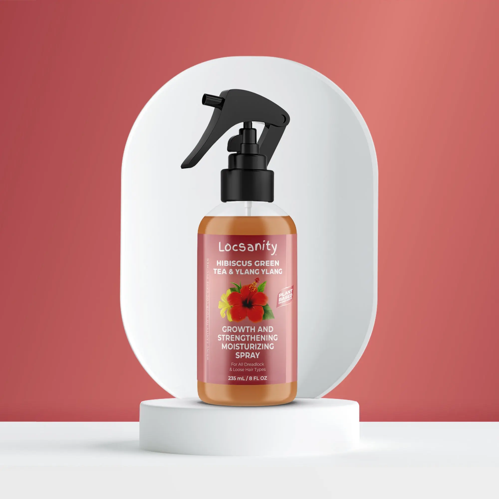 Locsanity Hibiscus Green Tea and Ylang-Ylang Hair Spray Haircare Flower Thickening Mist Organic Argan Oil Hair Growth Moisturizing Thicker Looking Hair Scalp Hair Care Strengthening Hair