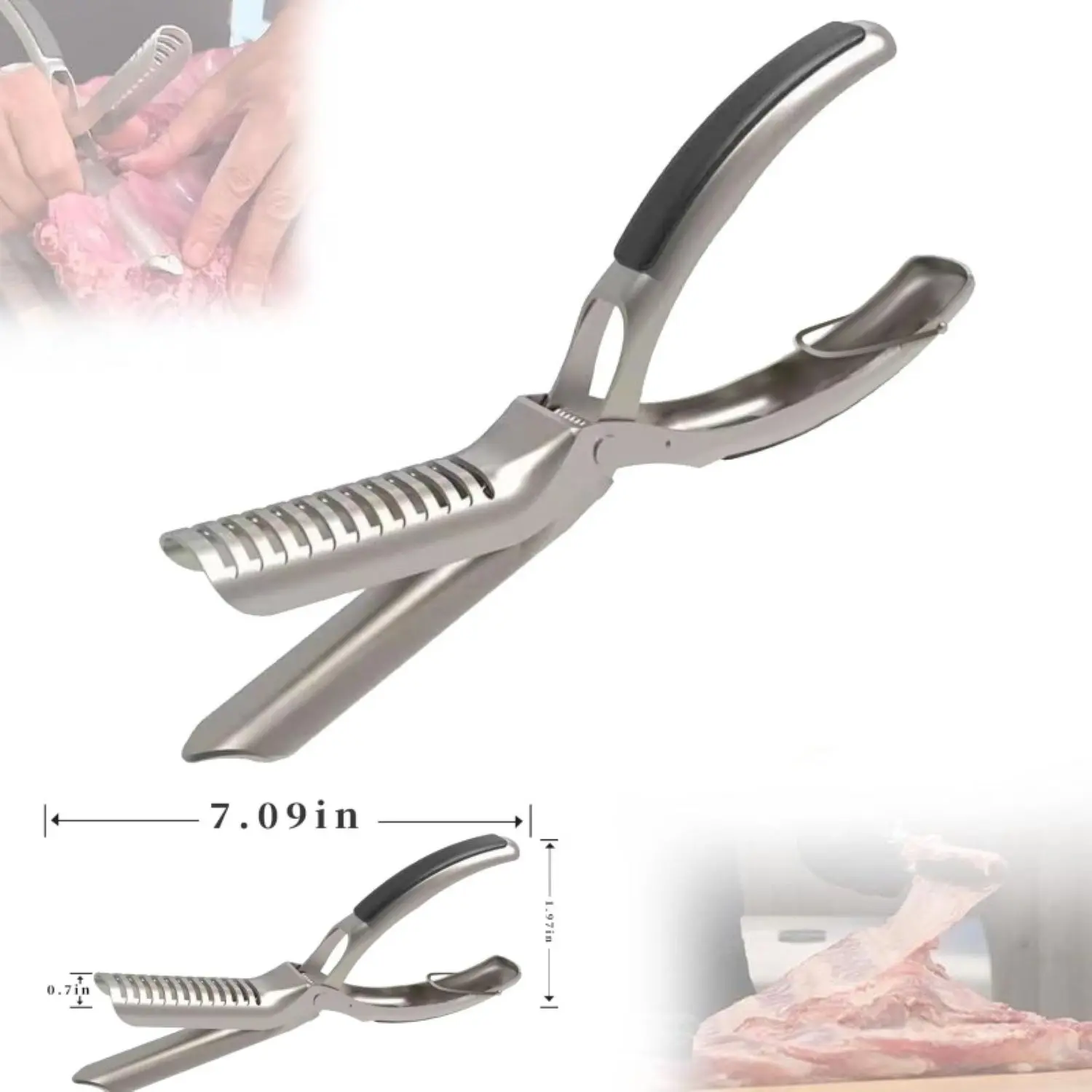 Rib Membrane Remover Stainless Steel Tool Kit - The Ultimate Rib Prep Tool for BBQ Enthusiasts，BBQ Rib Skinner Tool，Ergonomic Design for Easy Membrane Removal - Dishwasher Safe BBQ Accessories