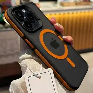 [LX]New Bicolor Matte Frosted Magnetic Phone Case For IPhone 16 15 14 Plus 13 12 11 Pro Max Translucent Shockproof Bumper Hard Cover Protection