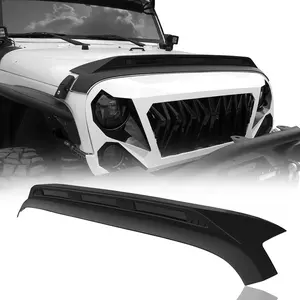 Hooke Road Hood Protector Stone Guard w/ Amber Lights Compatible with 2007-2018 Jeep Wrangler JK (Excluding 2013 Jeep Wrangler Unlimited Rubicon 10th Anniversary Edition)