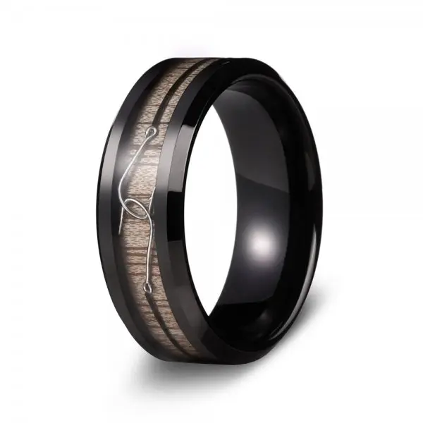 Fishing Hook Birdseye Maple Ring |The Interlock |GentleBands| Handmade Item, 8Mm Width, Comfort Fit | Men'S Wedding Bands