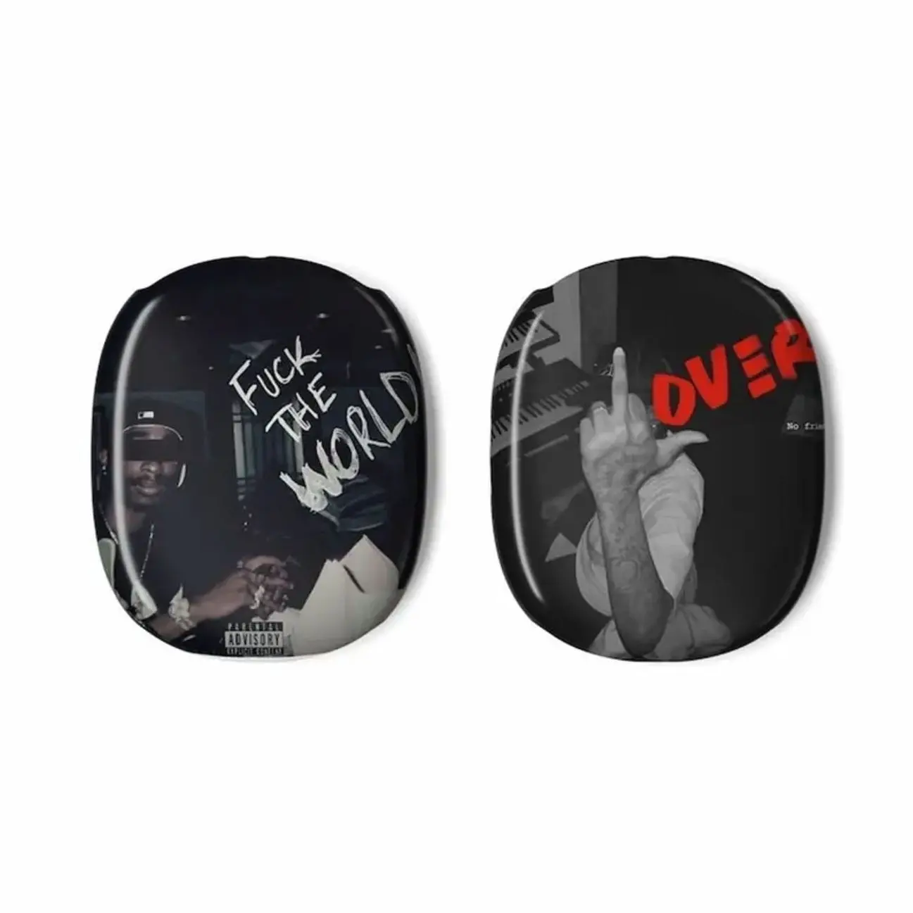 AirPods Max Headphone Shell - Street Art Hip-Hop Niche with Parental Advisory Graphic, Scuff-Resistant, Scratch-Proof