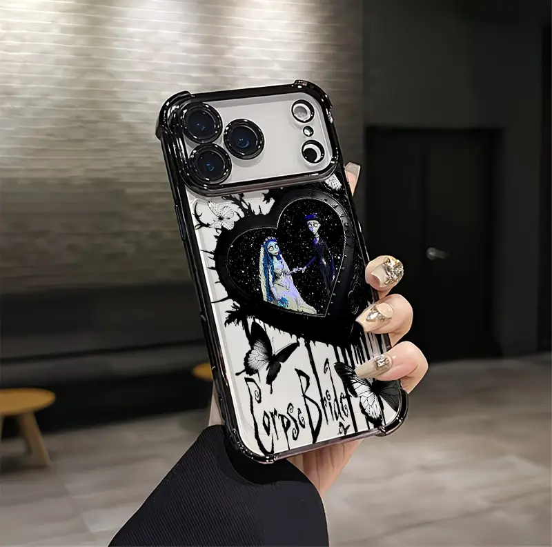 Dark Romantic Tim Burton Movie Aesthetic Smartphone Casing, Soft Silicon TPU Shockproof Protection, Unique Fashion Accessory for iPhone 17/16/15/14/13/12 Plus Pro Max & Samsung 22/23/24/25 Plus Pro Max Ultra