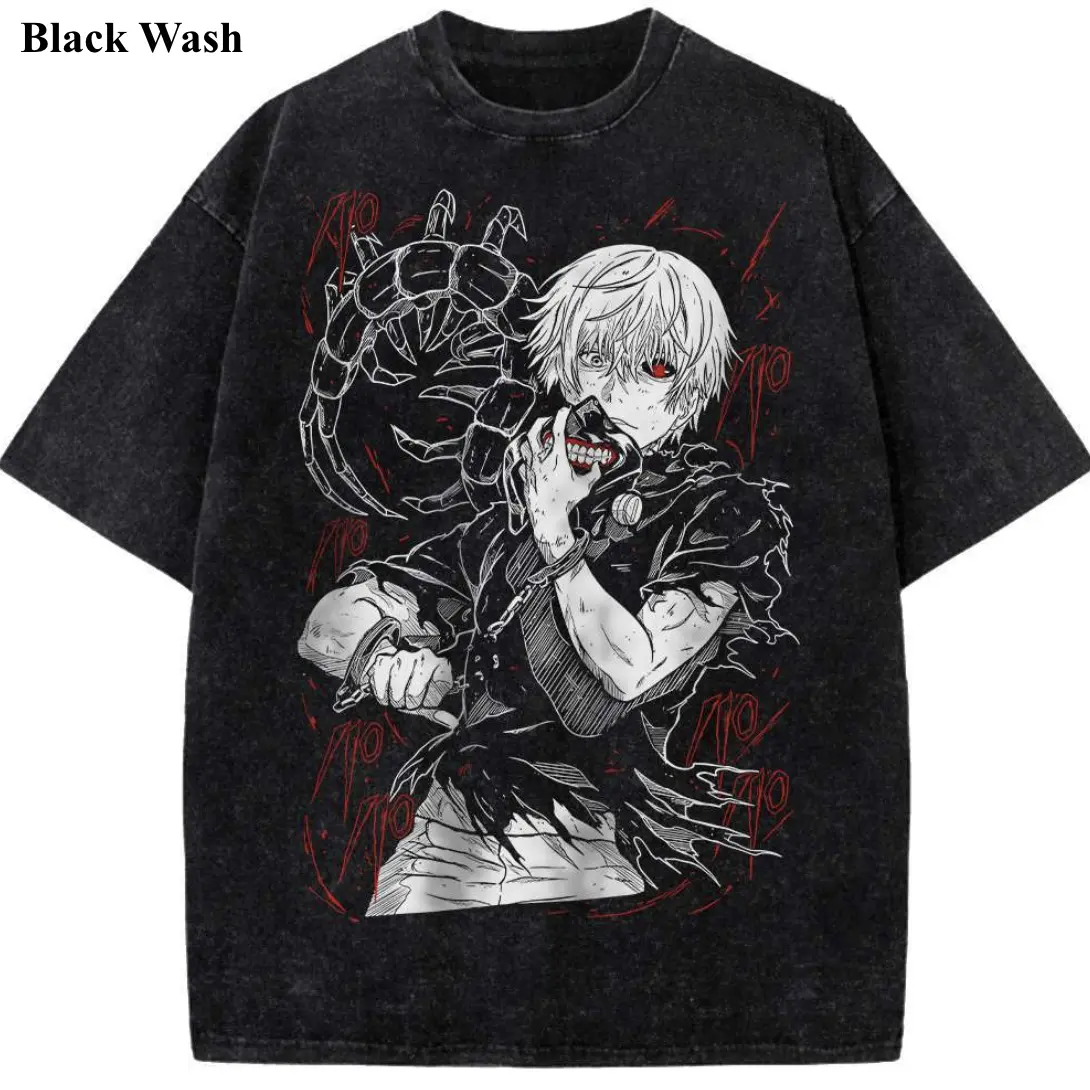 Vintage Ken Kaneki Wash Tee, Tokyo Ghoul Graphic Tees, Tokyo Ghoul Tshirt, Men's Women's T-shirt, Unisex Anime Shirt, Anime Gift, Gym Workout Shirt, Menswear Womenswear Streetwear Top Fit Oversize