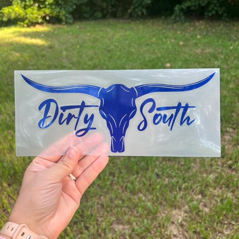 Dirty South Bull Skull Car Window Decal, Tumbler Decal
