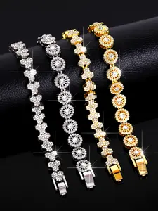 2PCS Sparkly Rhinestone Bracelets - Fashionable Bracelet, Glamorous Design for Party & Daily Shine, Perfect for Hip hop Lovers, Stackable Bracelets