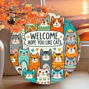 1pc Hope You Like Cats Decor Cute Cat Lover Gift Multi Purpose Wall Art Sign for Home Room Porch Living Room Bedroom Kitchen Housewarming Present Funny Welcome Sign