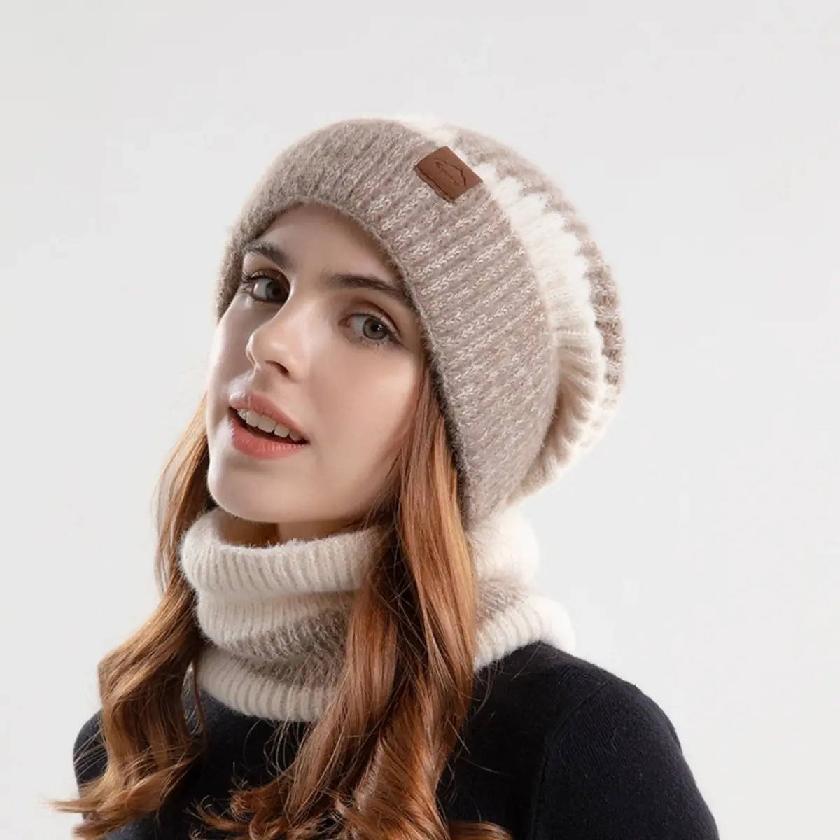 Womens Beanie and Scarf Set Ultra Soft Chunky Knit Two Piece Winter Hat Neck Warmer Cozy Comfortable Lightweight Warm Yarn for Daily Wear