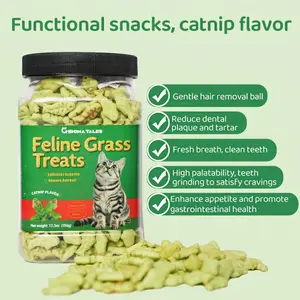 CHROMATALES Dental & Hairball Control Cat Biscuits Natural Catnip Infused Anxiety Calming Training Treats Vitamin Supplement 12.3 OZ Cat Snacks Remedy Chews, Soft Chew Treats