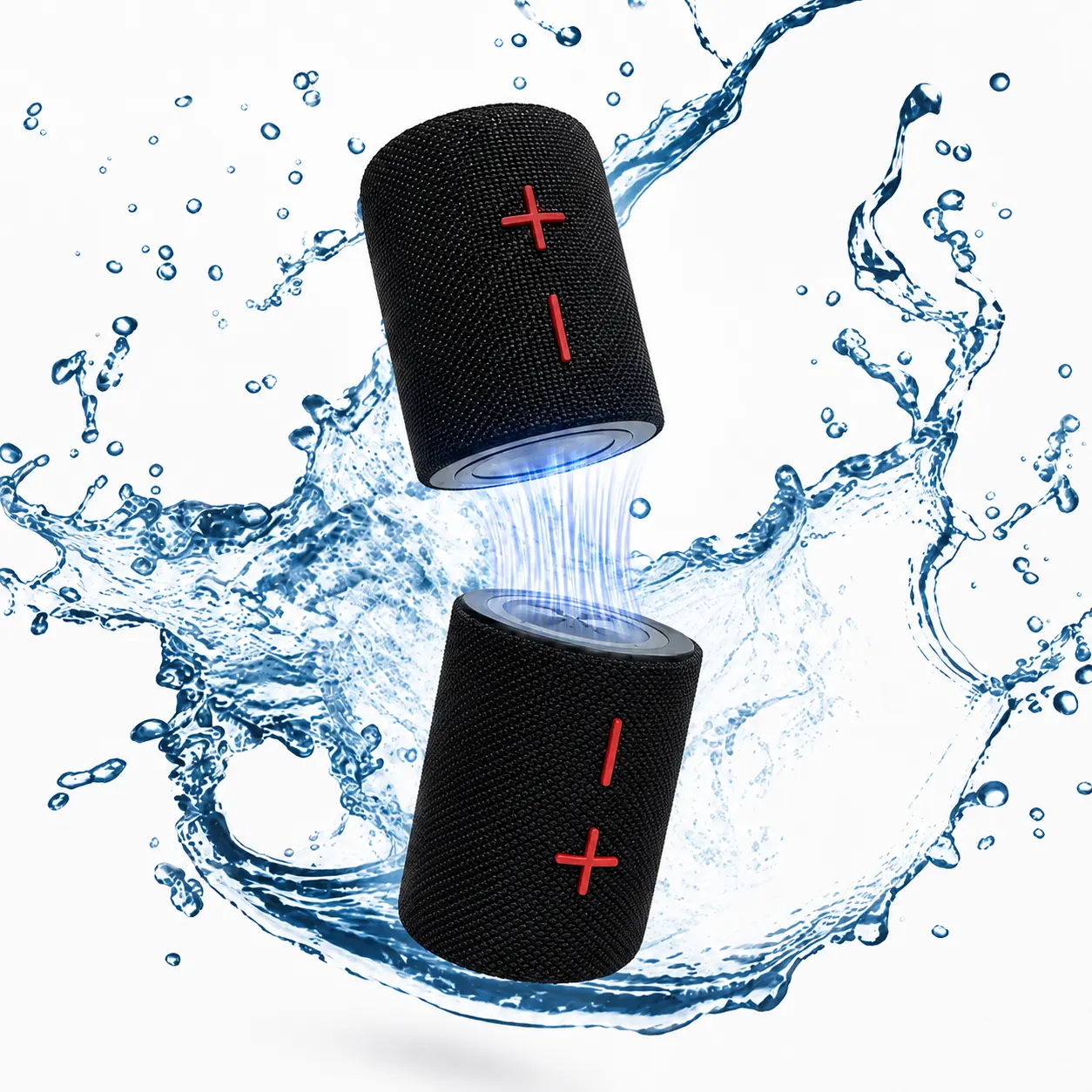 Bluetooth IPX7 Waterproof Speaker,Magnetic Detachable Bluetooth Speaker, 20W (2×10W) Stereo Sound, IPX5 Waterproof, TWS True Wireless, 12H Playtime, USB-C, AUX & TF Card, Portable Outdoor Speaker for Home, Beach, Camping, Shower, Travel - Black