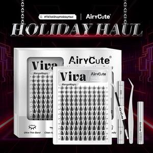 Viva | AiryCute MangaMagic Collection Upgrade U Lashes with Ultra-Dense, Waterproof, Long-Lasting Lashes | Fairy | Fashion Wet Look | Beginner-Friendly DIY Lashes for a Flawless, Voluminous Look | Trendy & Must-Have Clusters