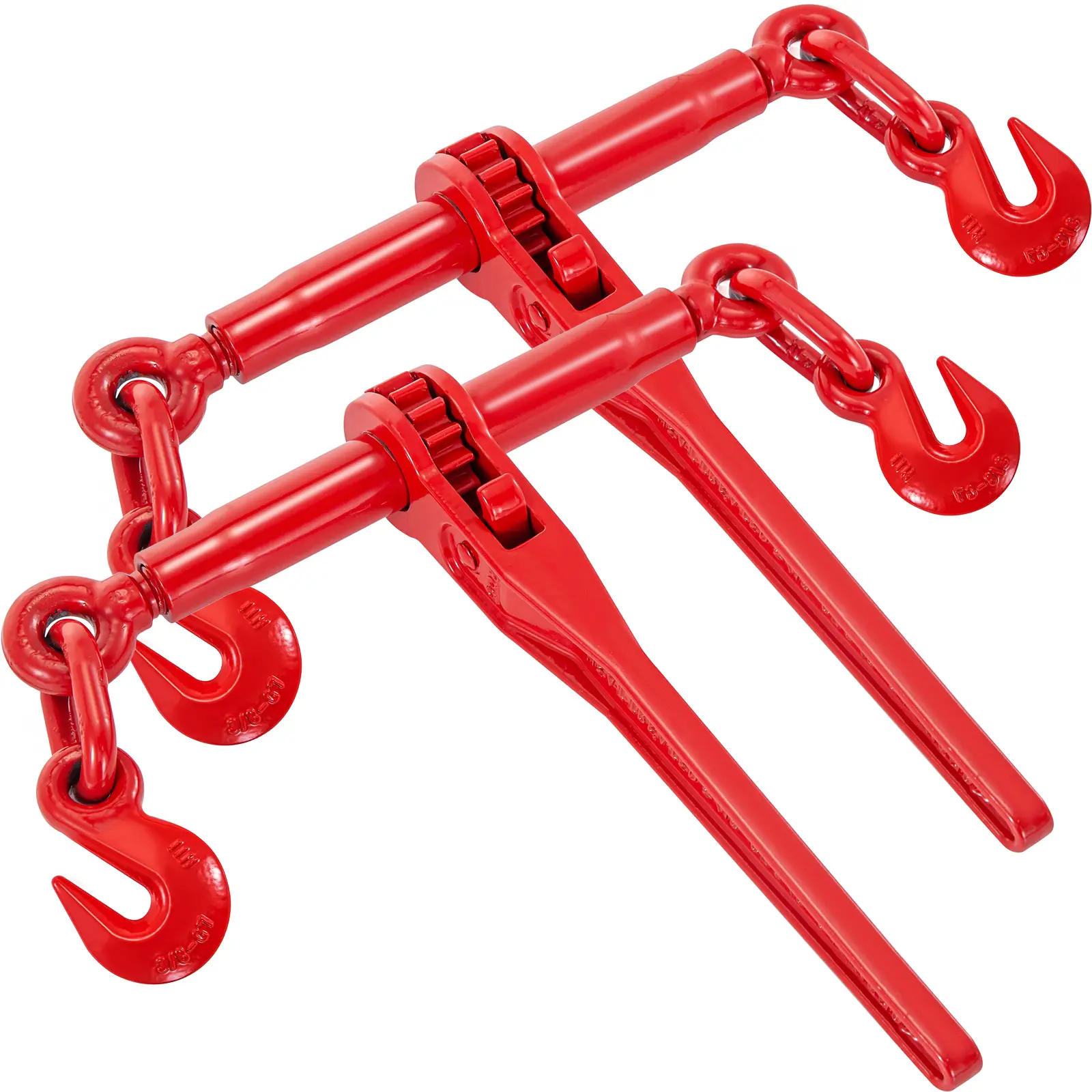 VEVOR Heavy Duty Ratchet Binders 2-Pack, 9215 lbs Load Capacity, Powder-Coated Steel, G70 Hooks for 3/8"-1/2" Chain, Industrial Cargo Tie-Down