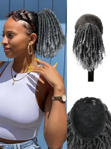 Dreadlock Ponytail Extensions 6 inch for Women Drawstring Ponytail Synthetic Ponytail Clip in Dreadlocks Extensions Twist Crochet Braid Hair Drawstring Ponytail