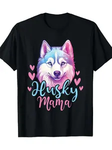 Husky Mom-Siberian Husky Master Pet Animal Lovers T-Shirt 220g 100% Cotton T-Shirt, minimalist style, soft touch fabric, Halloween, summer essential, for men, Thanksgiving