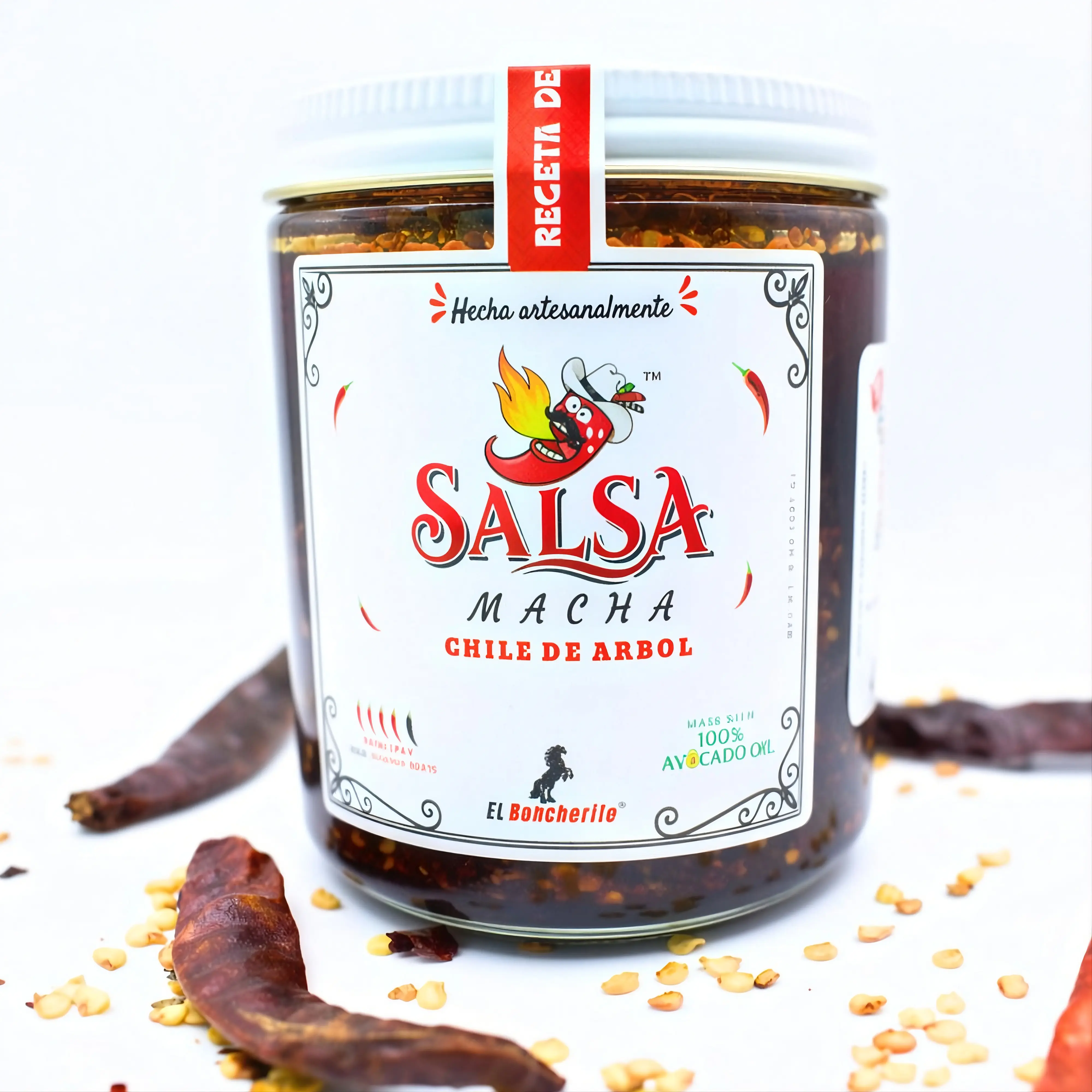 El Rancherito Brand Best Mexican Salsa Macha – The Flavor That Brings Any Plate to Life | 3 Generation Family Recipe from Michoacán, Mexico | Chile de Árbol & 100% Avocado Oil | Handmade Chili Crunch | No Fillers, No Preservatives, Plant-Based