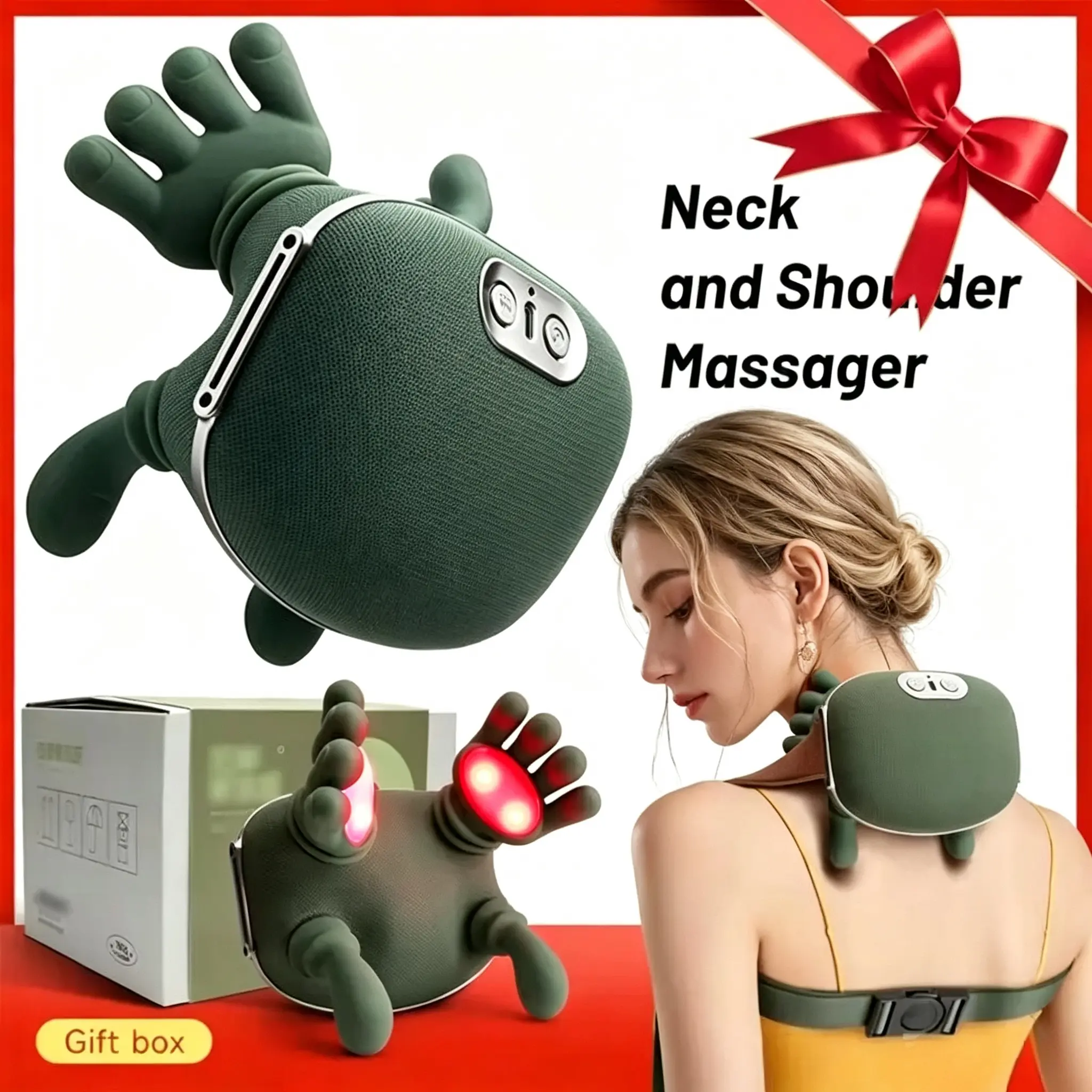 Upgraded 2026 Wireless Shoulder & Neck Massager – Portable 3D Kneading Deep Tissue Cervical Massager with Bionic Hand Heating for Pain Relief, Lightweight Back & Leg Massage Device, Relaxation Gift