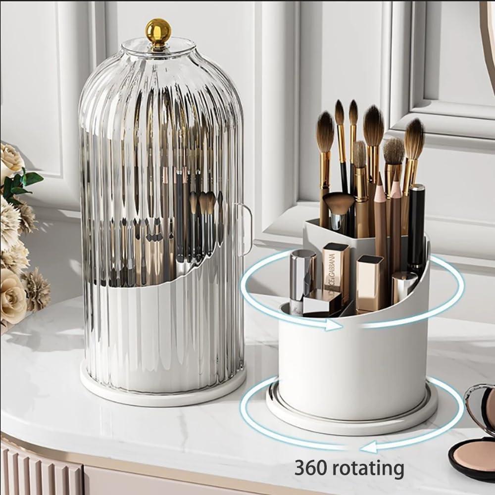 360° rotating storage rack, makeup brush storage box, makeup brush storage box with lid, waterproof and dustproof dressing table for convenient access and classification of makeup brushes 360° rotating storage rack, makeup brush storage box, makeup brush storage box with lid, waterproof and dustproof dressing table for convenient access and classification of makeup brushes