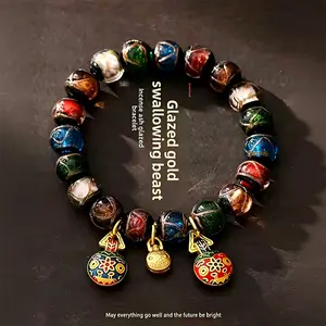 Temple Incense Ash Bracelet Chinese Feng Shui Five Elements Bracelet Wealth Attracting Charm Amulet for Good Luck and Fortune