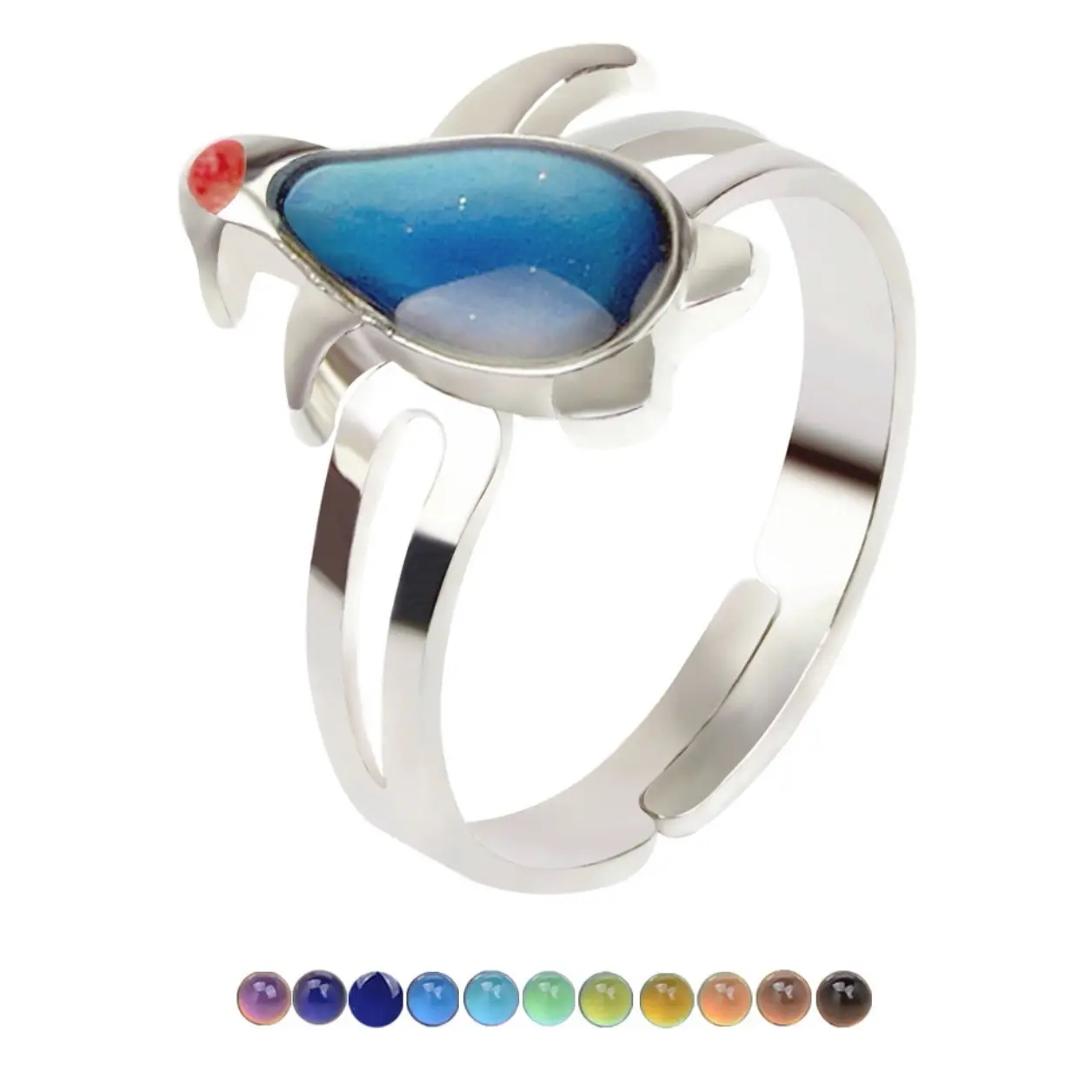 Penguin Color Changing Mood Ring Adjustable