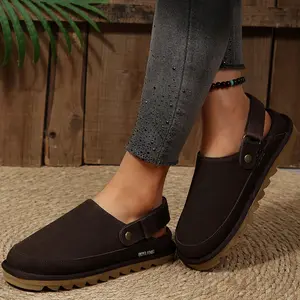 Women's Sandals Adjustable Back Strap Suede Mules Indoor Outdoor Shoes Casual Daily Clogs Springfresh