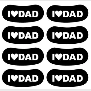 Father’s Day Eye Black Stickers Four Pairs per Sheet “I Love Dad” Eye Black Stickers for Tournaments Perfect for Sports Events Plain Heart